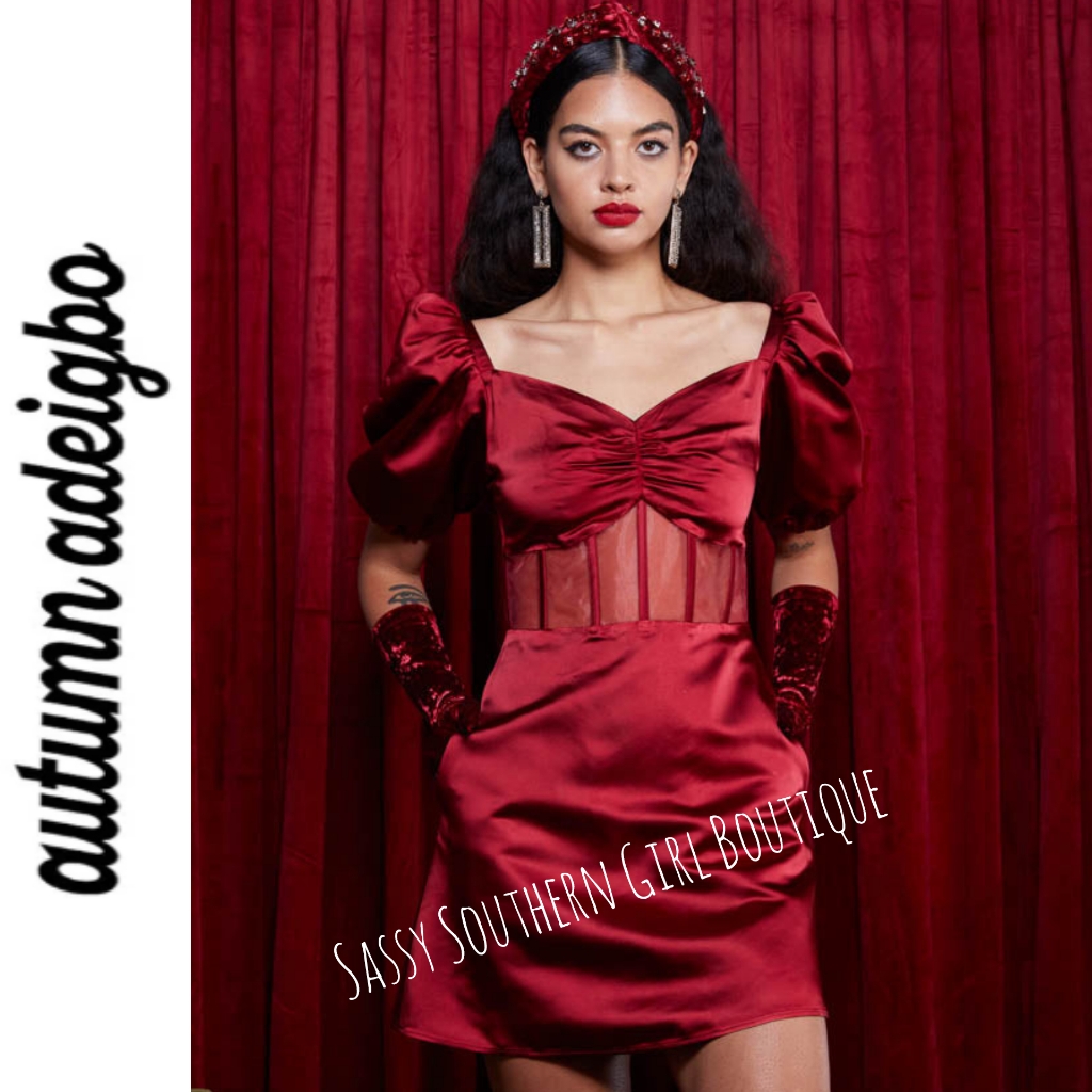 Autumn Adeigbo Wine Red Corset Mini Dress